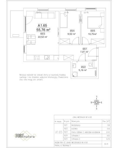 Plan Frax-Bud mieszkanie w inwestycji ul. Wybickiego 5 FORTnatura - budynek A1