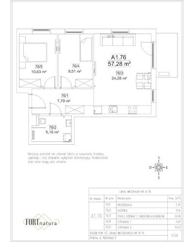 Plan Frax-Bud mieszkanie w inwestycji ul. Wybickiego 5 FORTnatura - budynek A1