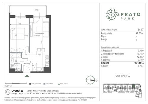 Plan Apartamenty Nowohucka Sp. z o.o. mieszkanie w inwestycji ul. Na Łąkach Prato Park