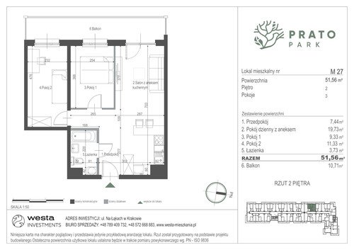 Plan Apartamenty Nowohucka Sp. z o.o. mieszkanie w inwestycji ul. Na Łąkach Prato Park