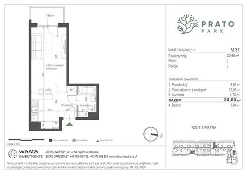 Plan Apartamenty Nowohucka Sp. z o.o. mieszkanie w inwestycji ul. Na Łąkach Prato Park