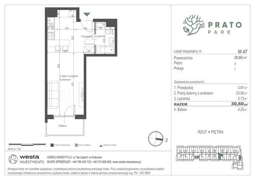 Plan Apartamenty Nowohucka Sp. z o.o. mieszkanie w inwestycji ul. Na Łąkach Prato Park