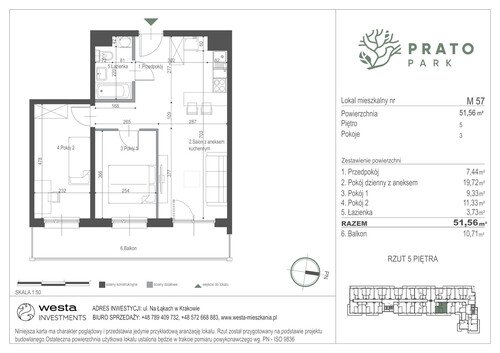 Plan Apartamenty Nowohucka Sp. z o.o. mieszkanie w inwestycji ul. Na Łąkach Prato Park