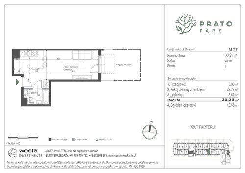 Plan Apartamenty Nowohucka Sp. z o.o. mieszkanie w inwestycji ul. Na Łąkach Prato Park