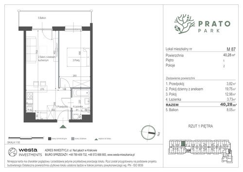 Plan Apartamenty Nowohucka Sp. z o.o. mieszkanie w inwestycji ul. Na Łąkach Prato Park