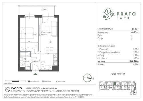 Plan Apartamenty Nowohucka Sp. z o.o. mieszkanie w inwestycji ul. Na Łąkach Prato Park