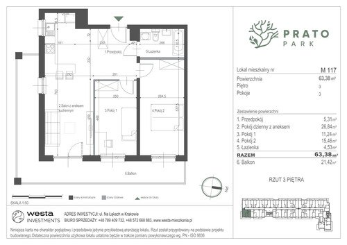 Plan Apartamenty Nowohucka Sp. z o.o. mieszkanie w inwestycji ul. Na Łąkach Prato Park