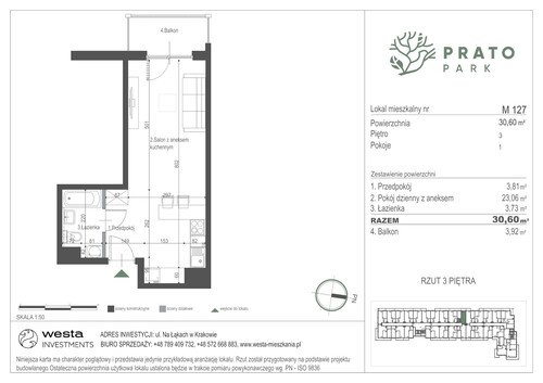 Plan Apartamenty Nowohucka Sp. z o.o. mieszkanie w inwestycji ul. Na Łąkach Prato Park