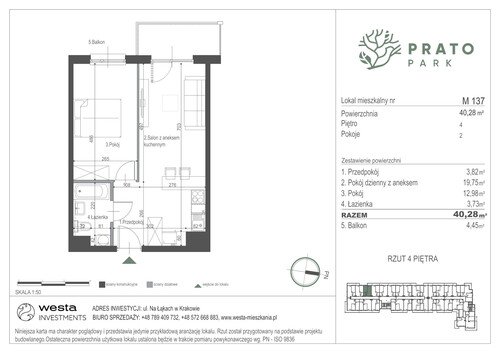 Plan Apartamenty Nowohucka Sp. z o.o. mieszkanie w inwestycji ul. Na Łąkach Prato Park