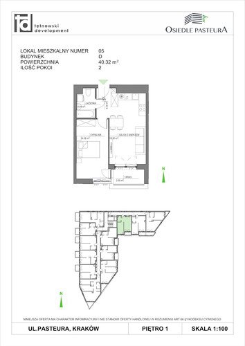 Plan Tętnowski Development mieszkanie w inwestycji ul. Pasteura Osiedle Pasteura - IV etap