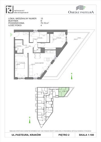 Plan Tętnowski Development mieszkanie w inwestycji ul. Pasteura Osiedle Pasteura - IV etap