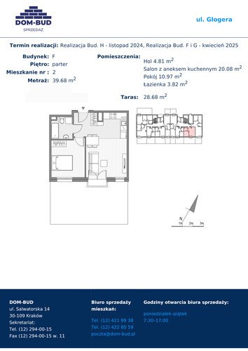 Plan Dom-Bud M. Szaflarski Spółka Jawna mieszkanie w inwestycji ul. Glogera ul. Glogera, bud. F