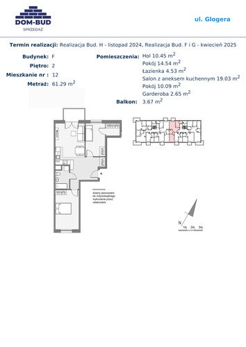 Plan Dom-Bud M. Szaflarski Spółka Jawna mieszkanie w inwestycji ul. Glogera ul. Glogera, bud. F