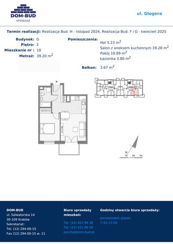 Plan Dom-Bud M. Szaflarski Spółka Jawna mieszkanie w inwestycji ul. Glogera ul. Glogera, bud. G