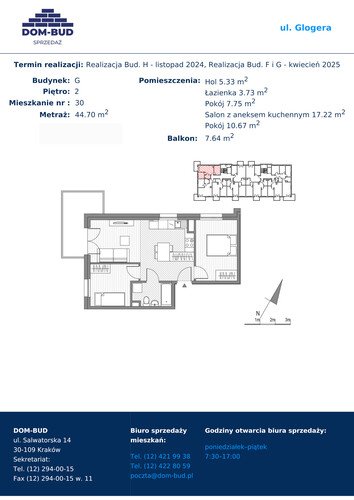 Plan Dom-Bud M. Szaflarski Spółka Jawna mieszkanie w inwestycji ul. Glogera ul. Glogera, bud. G