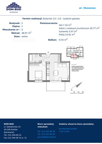 Plan Dom-Bud M. Szaflarski Spółka Jawna mieszkanie w inwestycji ul. Stawowa 242A Stawowa - bud. 1/2