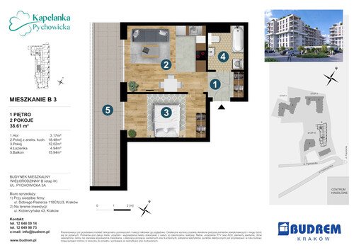 Plan BUDREM mieszkanie w inwestycji ul. Pychowicka 3A Kapelanka-Pychowicka - budynek B