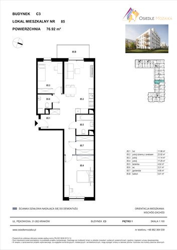 Plan KG Group Sp. z o.o. mieszkanie w inwestycji  Osiedle Mozaika - bud. C3