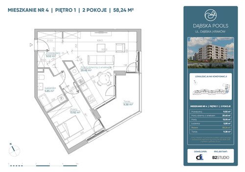 Plan Dasta Invest Sp. z o.o. mieszkanie w inwestycji ul. Dąbska Dąbska Pools