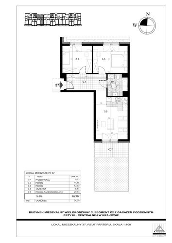 Plan Proins mieszkanie w inwestycji ul. Centralna Centralna - etap II, bud. C2