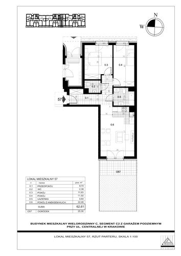 Plan Proins mieszkanie w inwestycji ul. Centralna Centralna - etap II, bud. C2