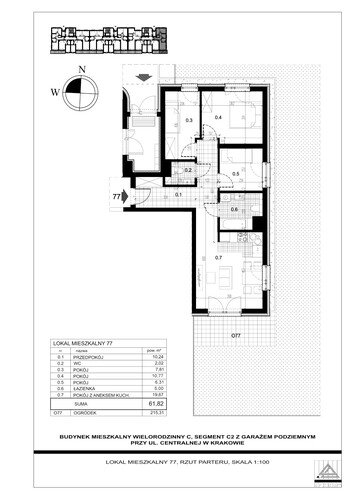 Plan Proins mieszkanie w inwestycji ul. Centralna Centralna - etap II, bud. C2