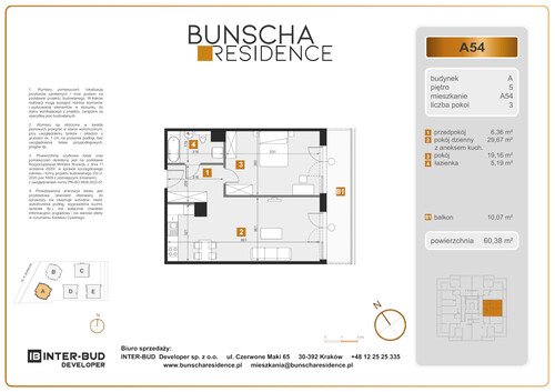 Plan Inter-Bud Developer Sp. z o.o. mieszkanie w inwestycji ul. Bunscha Bunscha Residence (wkrótce w sprzedaży) 