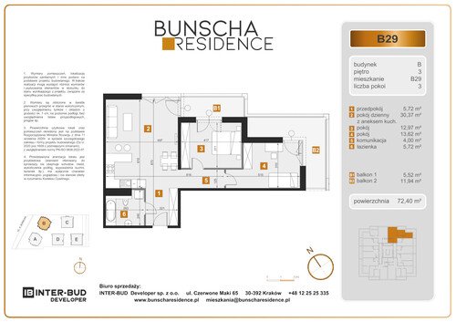 Plan Inter-Bud Developer Sp. z o.o. mieszkanie w inwestycji ul. Bunscha Bunscha Residence (wkrótce w sprzedaży) 