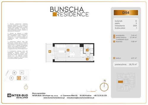 Plan Inter-Bud Developer Sp. z o.o. mieszkanie w inwestycji ul. Bunscha Bunscha Residence