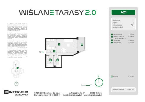 Plan Inter-Bud Developer Sp. z o.o. apartament w inwestycji ul. Grzegórzecka Wiślane Tarasy 2.0 - bud. C (wkrótce w sprzedaży)