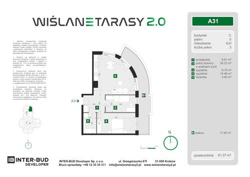 Plan Inter-Bud Developer Sp. z o.o. apartament w inwestycji ul. Grzegórzecka Wiślane Tarasy 2.0 - bud. C (wkrótce w sprzedaży)