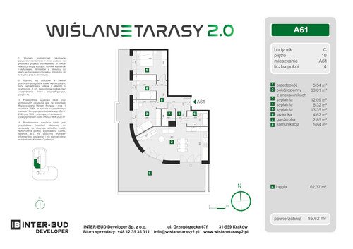 Plan Inter-Bud Developer Sp. z o.o. apartament w inwestycji ul. Grzegórzecka Wiślane Tarasy 2.0 - bud. C (wkrótce w sprzedaży)