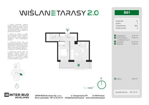 Plan Inter-Bud Developer Sp. z o.o. apartament w inwestycji ul. Grzegórzecka Wiślane Tarasy 2.0 - bud. C (wkrótce w sprzedaży)