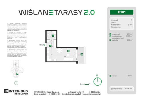 Plan Inter-Bud Developer Sp. z o.o. apartament w inwestycji ul. Grzegórzecka Wiślane Tarasy 2.0 - bud. C (wkrótce w sprzedaży)