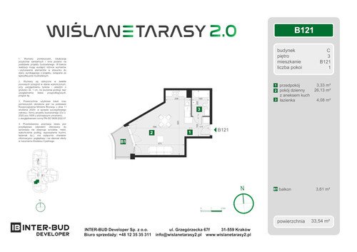 Plan Inter-Bud Developer Sp. z o.o. apartament w inwestycji ul. Grzegórzecka Wiślane Tarasy 2.0 - bud. C (wkrótce w sprzedaży)