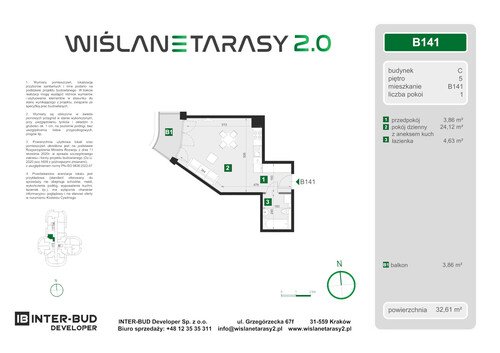 Plan Inter-Bud Developer Sp. z o.o. apartament w inwestycji ul. Grzegórzecka Wiślane Tarasy 2.0 - bud. C (wkrótce w sprzedaży)