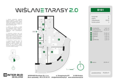 Plan Inter-Bud Developer Sp. z o.o. apartament w inwestycji ul. Grzegórzecka Wiślane Tarasy 2.0 - bud. C (wkrótce w sprzedaży)