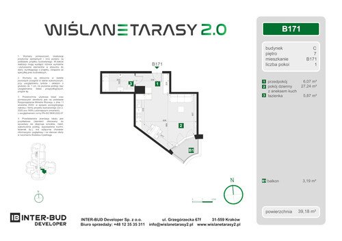 Plan Inter-Bud Developer Sp. z o.o. apartament w inwestycji ul. Grzegórzecka Wiślane Tarasy 2.0 - bud. C (wkrótce w sprzedaży)