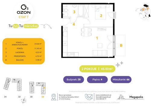 Plan Megapolis mieszkanie w inwestycji ul. Banacha Osiedle OZON Etap 7