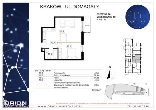 Plan Grupa Orion Investment S.A. mieszkanie w inwestycji ul. Domagały Osiedle Zodiak - bud. 39