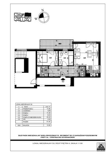 Plan Proins mieszkanie w inwestycji ul. Centralna Centralna - etap I, bud. B1, B2, B3
