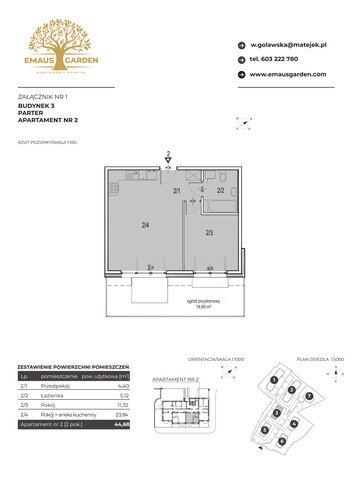 Plan Grupa Matejek apartament w inwestycji ul. Emaus / Borowego Emaus Garden