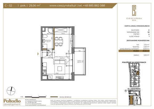 Plan Palladio Cieszyńska Pasek sp. k. mieszkanie w inwestycji ul. Cieszyńska 9 Cieszyńska 9 - II etap (bud. C)