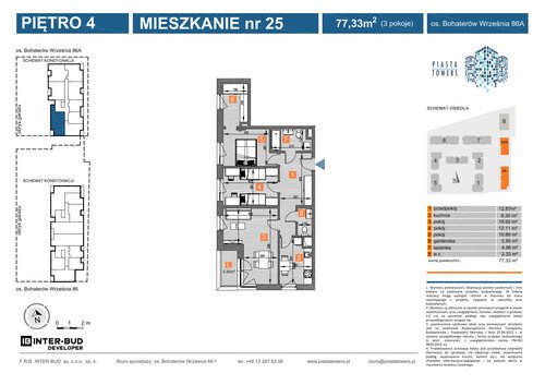 Plan Inter-Bud Developer Sp. z o.o. mieszkanie w inwestycji os. Bohaterów Września Piasta Towers - bud. 86a