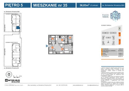 Plan Inter-Bud Developer Sp. z o.o. mieszkanie w inwestycji os. Bohaterów Września Piasta Towers - bud. 86a