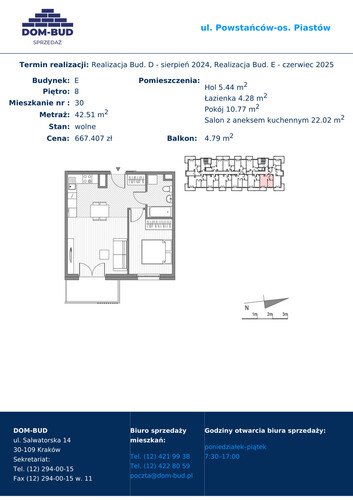 Plan Dom-Bud M. Szaflarski Spółka Jawna mieszkanie w inwestycji ul. Powstańców / os. Piastów ul. Powstańców / os. Piastów bud. E