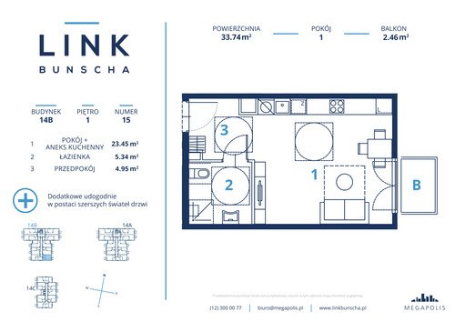 Plan Megapolis Sp. z o.o. mieszkanie w inwestycji ul. Bunscha 14A, 14B, 14C Link Bunscha