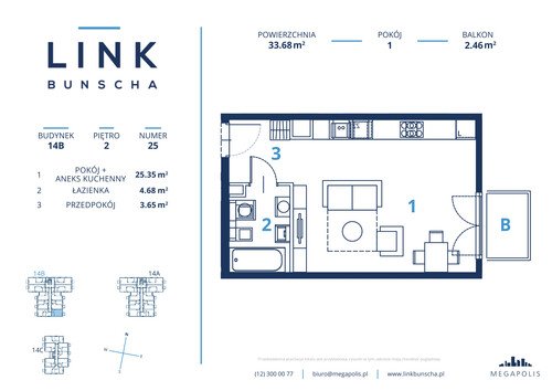 Plan Megapolis Sp. z o.o. mieszkanie w inwestycji ul. Bunscha 14A, 14B, 14C Link Bunscha