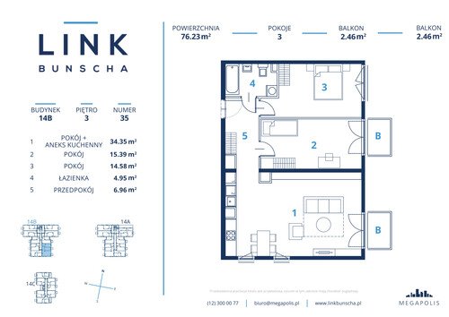 Plan Megapolis Sp. z o.o. mieszkanie w inwestycji ul. Bunscha 14A, 14B, 14C Link Bunscha