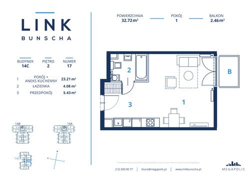 Plan Megapolis Sp. z o.o. mieszkanie w inwestycji ul. Bunscha 14A, 14B, 14C Link Bunscha